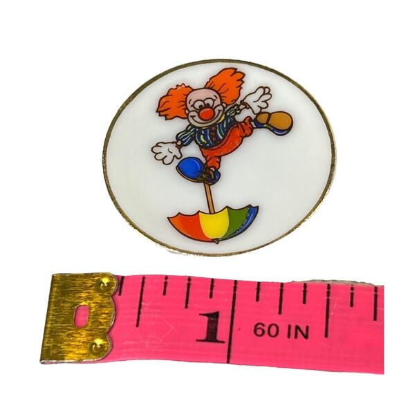 Miniature Clown Plate w/ Stand 1.25” Porcelain Umbrella Circus Clown Japan Mini - Picture 4 of 5